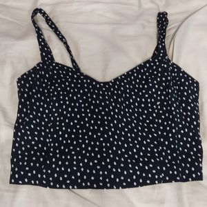 NWOT Abercrombie and Fitch Polka Dot Black Crop Top, Size Small